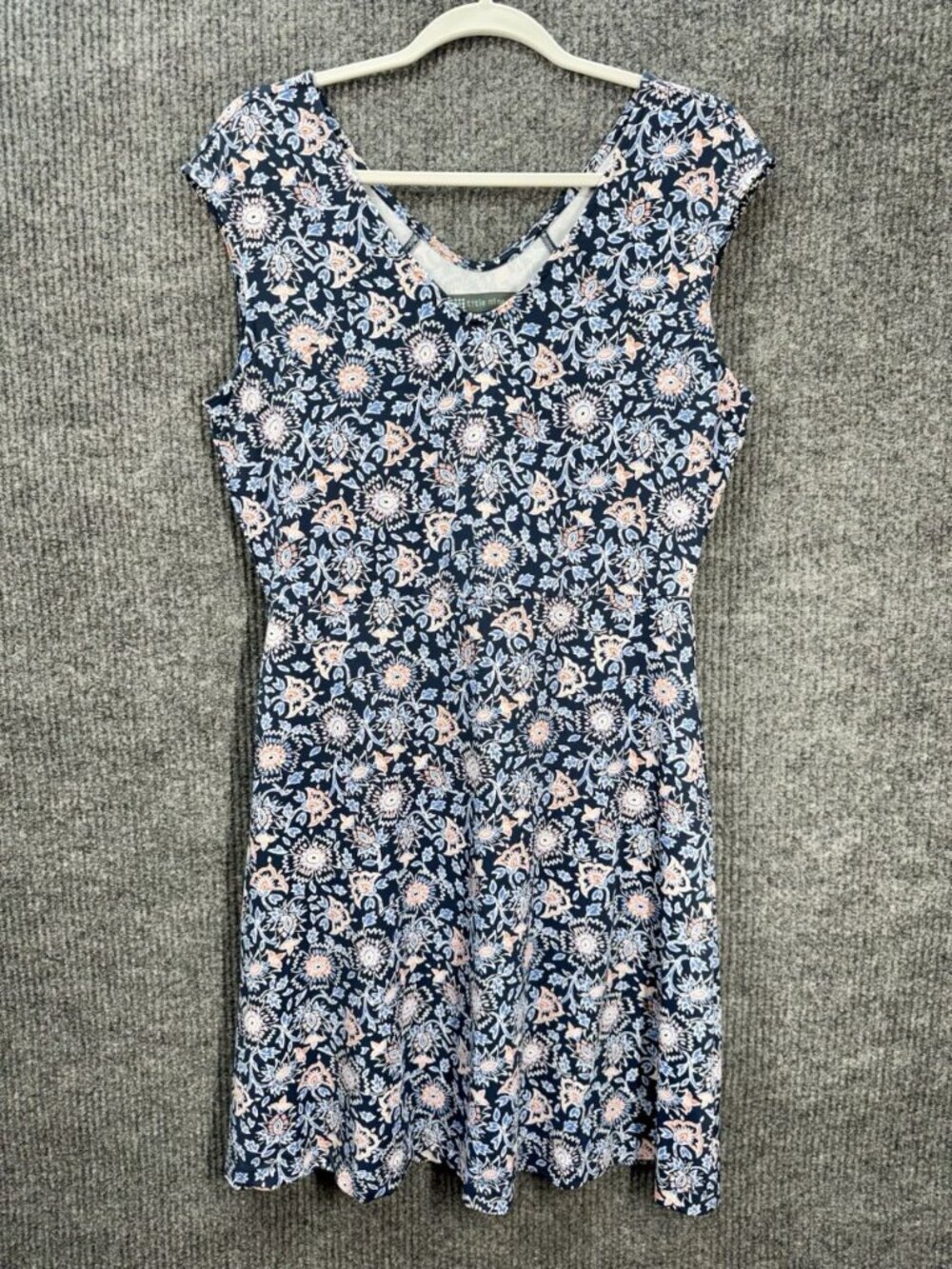 Title Nine Diamalete Dress Women M Blue Floral Athleisure Sleeveless V-Neck Mini - Picture 1 of 9